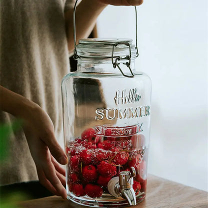 Retro Embossed Drink Dispenser Jar